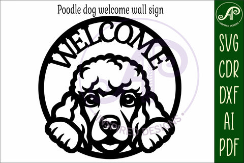 Welcome Poodle Dog wall sign svg laser cut file SVG APInspireddesigns 