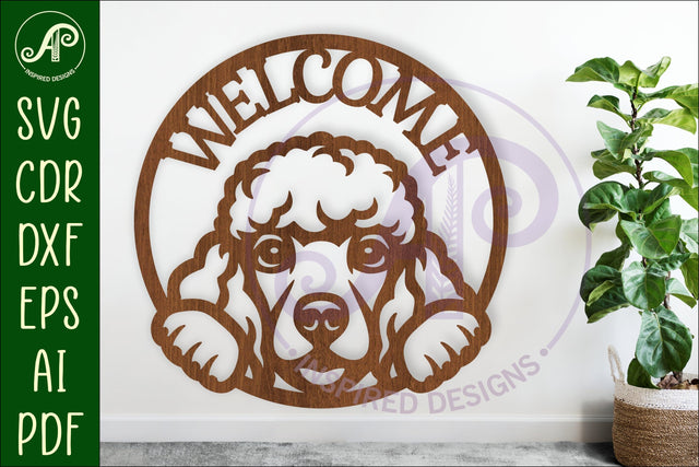Welcome Poodle Dog wall sign svg laser cut file SVG APInspireddesigns 