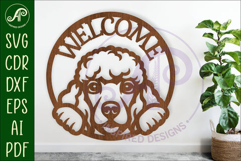 Welcome Poodle Dog wall sign svg laser cut file SVG APInspireddesigns 