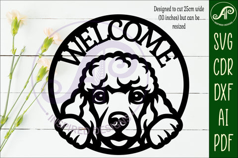 Welcome Poodle Dog wall sign svg laser cut file SVG APInspireddesigns 