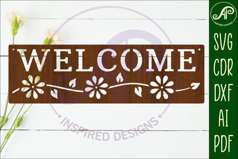 Welcome rectangle wall sign, SVG file. vector SVG APInspireddesigns 