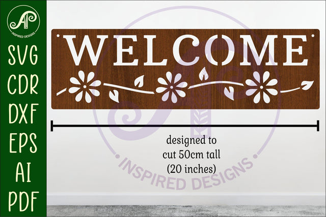 Welcome rectangle wall sign, SVG file. vector SVG APInspireddesigns 