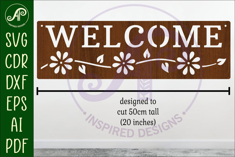 Welcome rectangle wall sign, SVG file. vector - So Fontsy