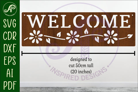 Welcome rectangle wall sign, SVG file. vector SVG APInspireddesigns 