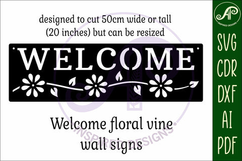 Welcome rectangle wall sign, SVG file. vector SVG APInspireddesigns 