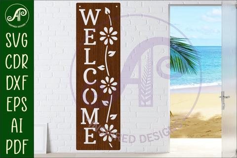 Welcome rectangle wall sign, SVG file. vector SVG APInspireddesigns 