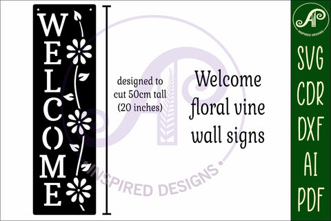 Welcome rectangle wall sign, SVG file. vector SVG APInspireddesigns 
