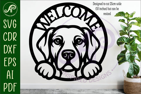 Welcome Retriever Dog wall sign svg laser cut file SVG APInspireddesigns 