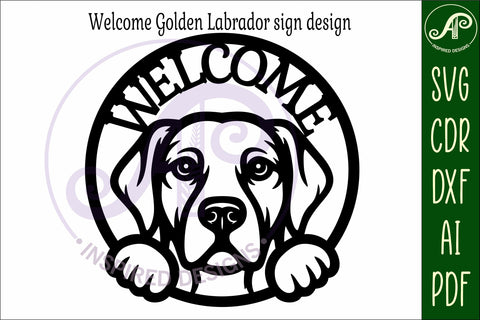 Welcome Retriever Dog wall sign svg laser cut file SVG APInspireddesigns 