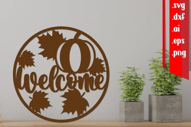 Welcome Round Sign, Fall Round Sign, Autumn Round Sign SVG zafrans studio 