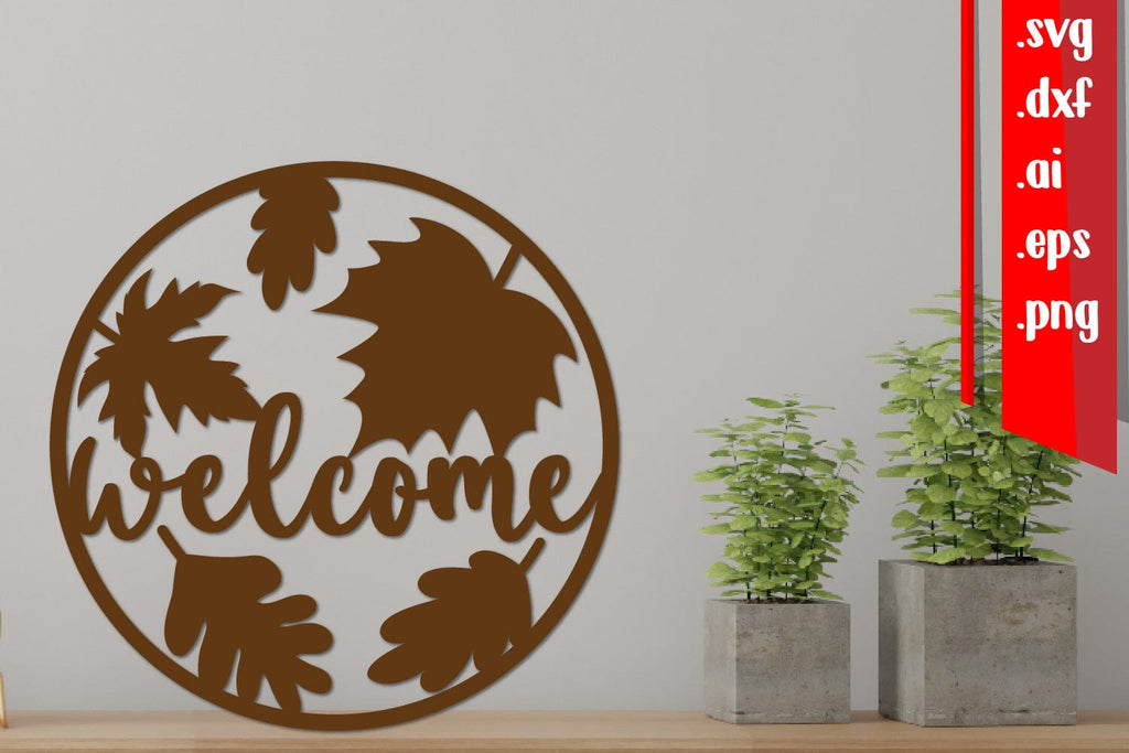 Welcome Round Sign, Fall Round Sign, Autumn Round Sign - So Fontsy