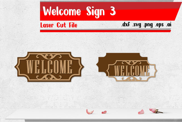 Welcome Sign 3 - Laser Cut Files SVG zafrans studio 