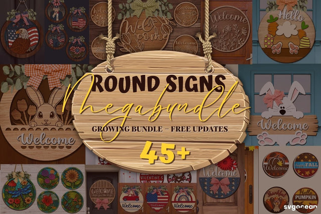 Welcome Sign Laser Cut Megabundle SVG SvgOcean 