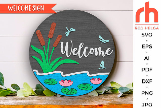 Welcome Sign SVG, Lake Door Hanger Cut File, Summer Decor SVG RedHelgaArt 
