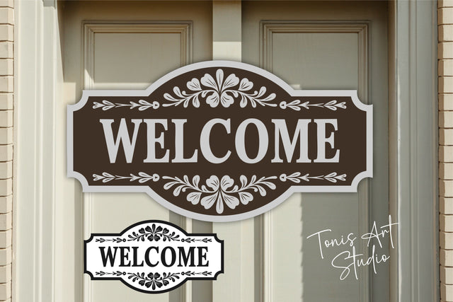 Welcome Sign SVG | Laser Cut Door Hanger | Glowforge File SVG TonisArtStudio 