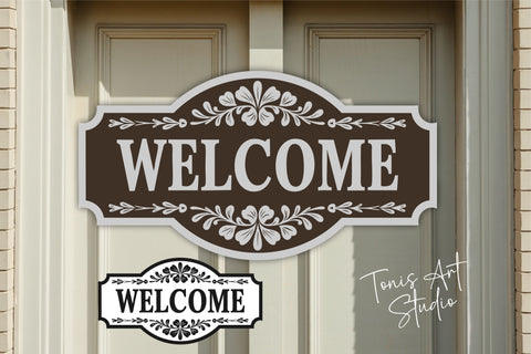Welcome Sign SVG | Laser Cut Door Hanger | Glowforge File SVG TonisArtStudio 