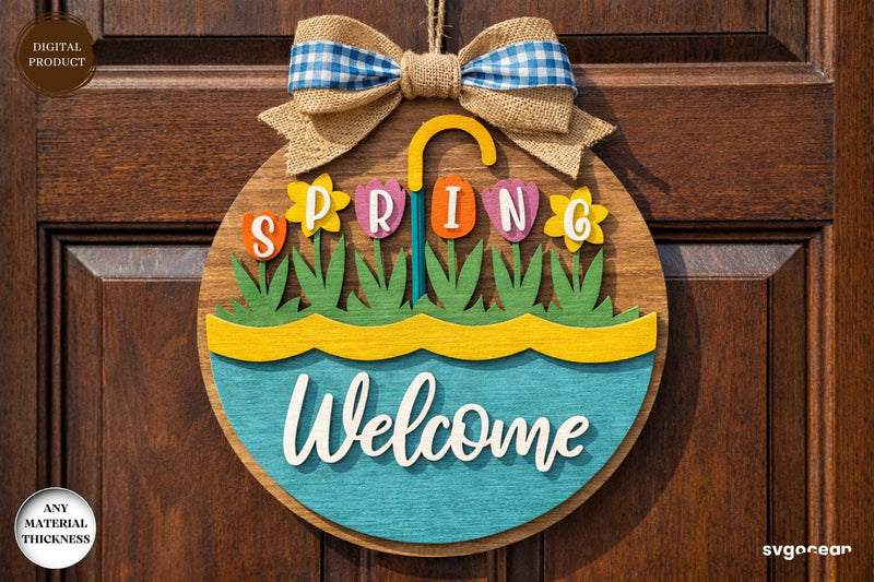 Welcome Spring Door Sign Laser Cut SVG SvgOcean 
