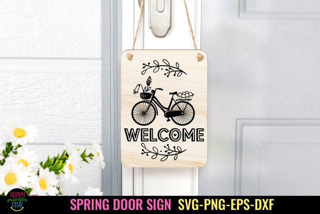 Welcome Spring Door Sign SVG I Spring Sign SVG I Door Sign SVG Happy Printables Club 