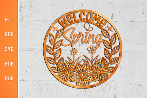 Welcome Spring Flowers - Layered Door Sign SVG 2 SVG Slim Studio 
