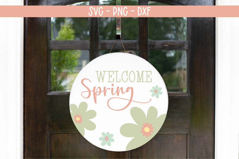 Welcome Spring SVG-Spring Round Sign SVG - So Fontsy