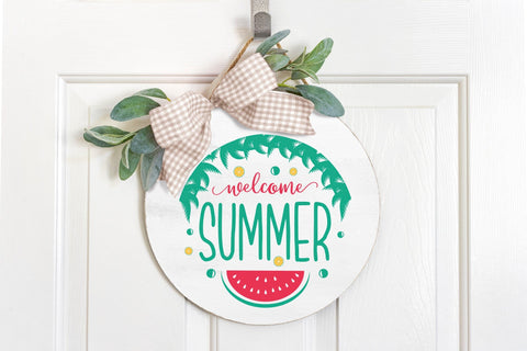 Welcome Summer Round Sign SVG SVG CraftLabSVG 
