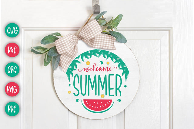 Welcome Summer Round Sign SVG SVG CraftLabSVG 
