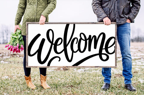 Welcome SVG Script | Front Door Sign Cut File SVG Pickled Thistle Creative 