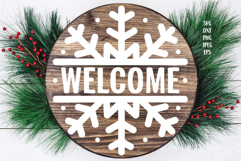 Welcome SVG. Snowflake round door sign. Winter decorations SVG LaBelezoka 