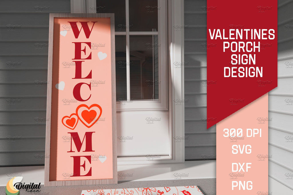 Welcome SVG. Valentines Porch Sign. Vertical Sign SVG - So Fontsy