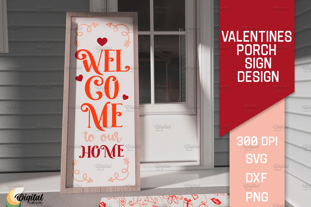 Welcome SVG. Valentines Porch Sign. Vertical Sign SVG - So Fontsy
