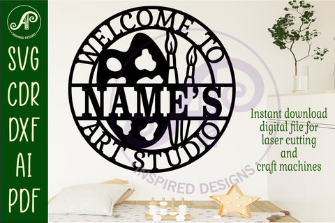 Welcome to art studio name wall art sign, SVG file SVG APInspireddesigns 