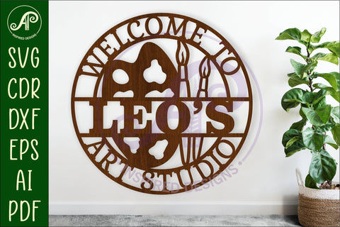 Welcome to art studio name wall art sign, SVG file SVG APInspireddesigns 