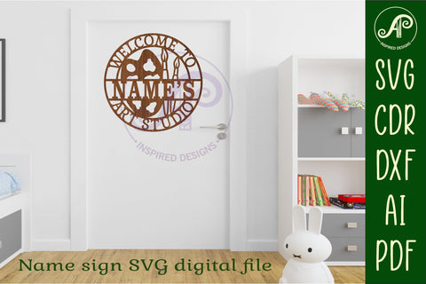 Welcome to art studio name wall art sign, SVG file SVG APInspireddesigns 