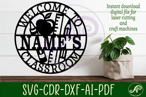 Welcome to classroom name wall art sign, SVG file SVG APInspireddesigns 