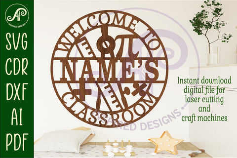 Welcome to Math classroom name wall art sign, SVG file SVG APInspireddesigns 