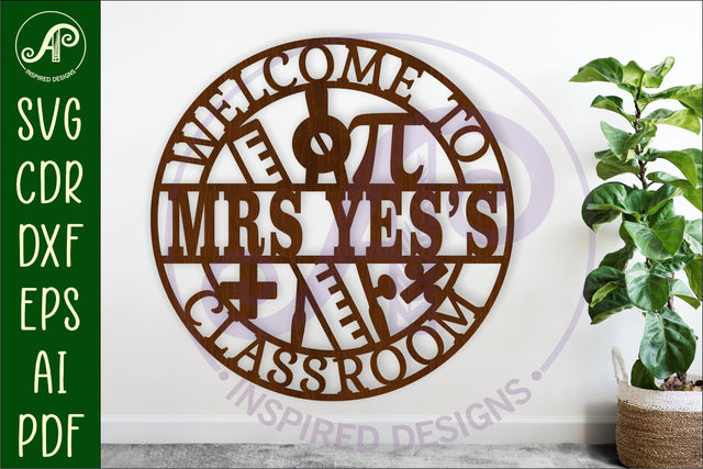 Welcome to Math classroom name wall art sign, SVG file SVG APInspireddesigns 
