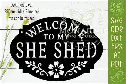 Welcome To My She Shed Sign SVG Farmhouse Floral Wall Decor SVG APInspireddesigns 