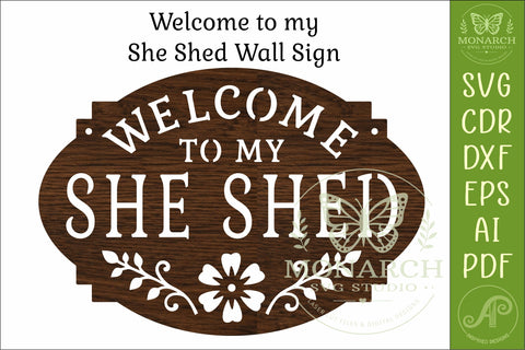 Welcome To My She Shed Sign SVG Farmhouse Floral Wall Decor SVG APInspireddesigns 