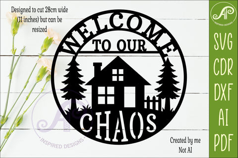 Welcome to Our Chaos SVG Funny Family Home Sign Cabin Trees SVG APInspireddesigns 