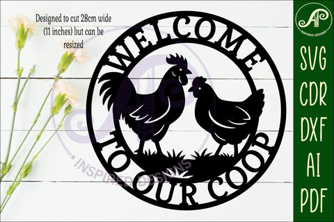 Welcome to our coop Chicken wall sign, SVG file. SVG APInspireddesigns 