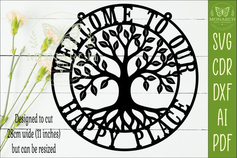 Welcome to Our Happy Place SVG | Tree of Life Layered Sign SVG APInspireddesigns 