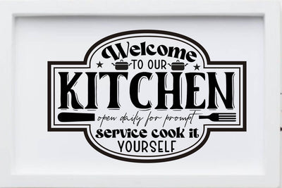 Welcome to our kitchen open daily for prompt service cook it yourself SVG Angelina750 