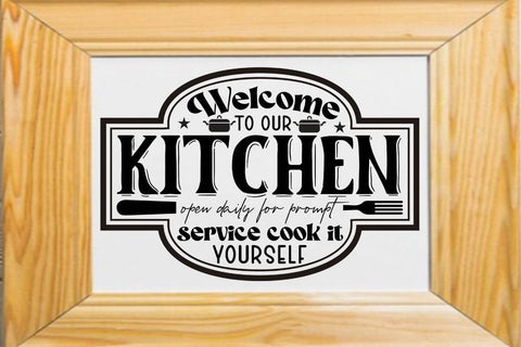 Welcome to our kitchen open daily for prompt service cook it yourself SVG Angelina750 