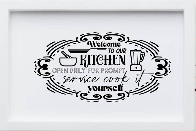 Welcome to our kitchen open daily for prompt service cook it yourself SVG Angelina750 