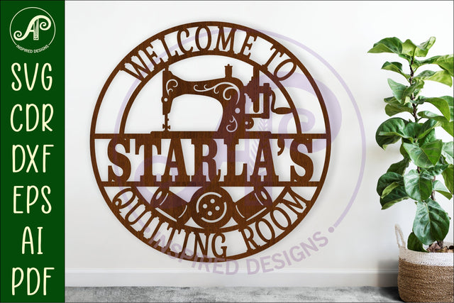 Welcome to Quilting room name wall art sign, SVG file SVG APInspireddesigns 