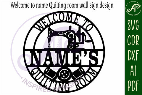Welcome to Quilting room name wall art sign, SVG file SVG APInspireddesigns 