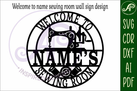 Welcome to sewing room name wall art sign, SVG file SVG APInspireddesigns 
