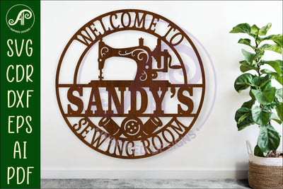 Welcome to sewing room name wall art sign, SVG file SVG APInspireddesigns 