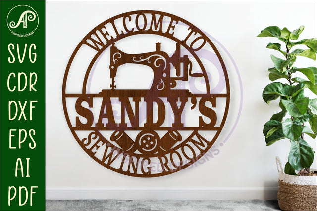 Welcome to sewing room name wall art sign, SVG file SVG APInspireddesigns 