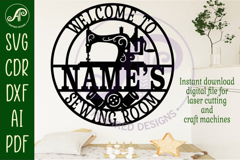 Welcome to sewing room name wall art sign, SVG file SVG APInspireddesigns 